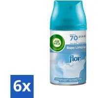 Air Wick 6 x - Luchtverfrisser Navulling - Bloem & Fris - Automatische Spray - 250 ml - Luchtverfrisser Bloem En Fris - Bloemige Geur - Geurverspreiding - 24/7 Geurstop - Automatische Spray