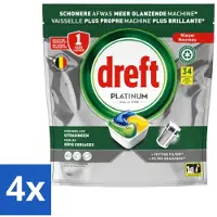 Dreft 4 x Platinum - All In One - Vaatwascapsules - Citroen - 34 Afwasbeurten - Vaatwascapsules - Vaatwasser - Citroen - Reiniging - Hardnekkige Vlekken