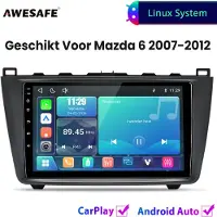 AWESAFE Autoradio - Geschikt Voor Mazda 6 2007 t/m 2012 - Draadloos Carplay Android Auto - Linux systeem - Touchscreen - Bluetooth Wifi - 2007 2008 2009 2010 2011 2012