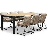 LUX outdoor living Liverpool/Portofino Sahara Dust dining tuinset | 6 personen | polywood + touw | 205cm