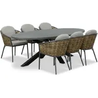 BUITEN living Stockholm/Lucca dining tuinset | 6 personen | polystone + wicker | 240cm