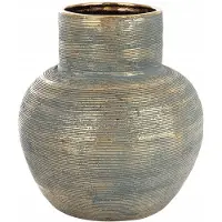 Artpol Decoratieve Keramische Vaas 24 cm - Blauw met Gouden Accent