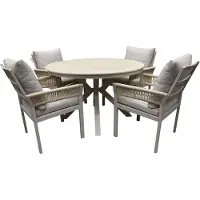 AVH-Collectie Samantha Saigon dining tuinset 120xH75 cm 5 delig latte keramiek