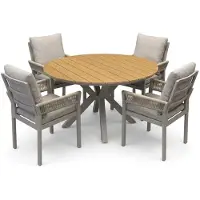 AVH-Collectie Quincy Saigon dining tuinset 120xH75 cm 5 delig latte polywood