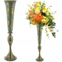 Artpol Grote Gouden Vintage Vaas Metaal - Indiase Stijl (75cm)