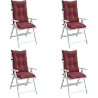 vidaXL Stoelkussens 4 st hoge rug 120x50x7 cm stof gemêleerd wijnrood