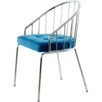 Padiro eetkamerstoel - 51 x 51 x 83 cm - Blauw / Chroom - Retro - Polyester, Fluweel, Metaal - met rugleuning