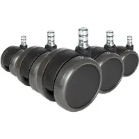 Hjh OFFICE 5x ROLO No-Noise 11mm/65mm Harde bodem - Bureaustoelwielen Zwart