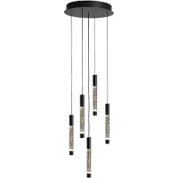 Steinhauer Hanglamp Alisio 4579ZW 5-lichts luxe vide lamp van glas in zwart