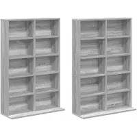 vidaXL CD Kast 2 st Grijs Sonoma 65 x 23,5 x 97,5 cm Bewerkt hout