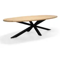 LUX outdoor living Cleve dining tuintafel 8 personen | teakhout + aluminium | Natural Teak/antraciet | 280cm ovaal - ovale tuintafel