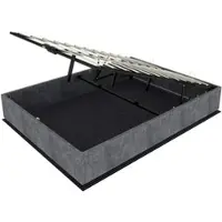 OKWISH Bed 140x200 cm - Met Gaslift En Opbergruimte - Lattenbodem - Tweepersoons Voor Slaapkamer - Fluweel - Grijs - Zonder Matras