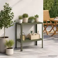 vidaXL Planttafel 60 x 40 x 80 cm Gepoedercoat staal Olijfgroen