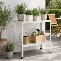 vidaXL Planttafel 100 x 40 x 80 cm Gepoedercoat staal Wit