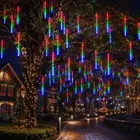 Lapamax Meteorschouw lichtketting, lichtjes die lijken op vallende sterren, kerstverlichting voor tuin, kerstboom, kerst- en Halloween decoratie, kleurrijk, 50 cm, 288 LED's