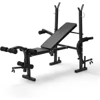 Relaxdays multifunctionele halterbank, met haltersteun, butterfly-armen, beenextensie, verstelbaar, opvouwbaar, staal, zwart