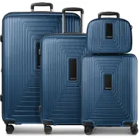 Redolz Essentials 14 4-wiel kofferset + beautycase 4 stuks met stretchvouw blauw