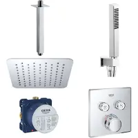 GROHE | bws | smartcontrol inbouw doucheset vierkant met hoofddouche 20 cm plafond uitloop en handdouche compleet