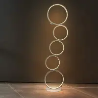 ZMH LED staande lamp, 32W, dimbaar, met touchbediening, warmwit (3000K), plafondlamp, 5-rings staande lamp voor slaapkamer en woonkamer