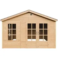 Timbela M735A - Houten tuinhuis - 13,24 m² - 394x382xH267 cm - zonder vloer met grijze dakshingles