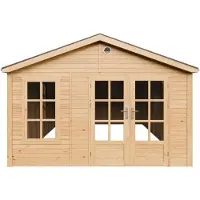 Timbela M737A - Houten tuinhuis - 21,97 m² - 630x382xH267 cm - zonder vloer met grijze dakshingles
