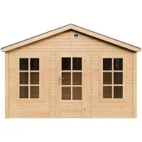 Timbela M734 - Houten tuinhuis - 8,88 m² - 276x382xH267 cm - zonder vloer met grijze dakshingles