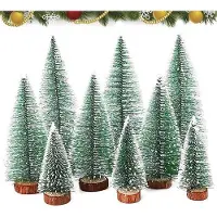Markenlos Kerstboom mini - Kunstkerstboom - Tafeldecoratie - 10/16/20 cm - 9 stuks - Duurzaam en realistisch - Tafelkerstboom
