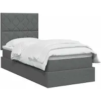 vidaXL LED opbergbed met matras Donkergrijs 90 x 200 cm Stof