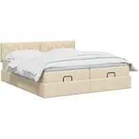 vidaXL Ottoman bed met matras met hoofdeinde 2 st Crèmekleurig Stof