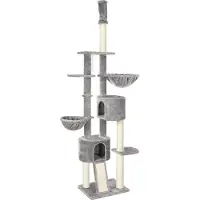 Markenlos Klimwand voor katten, tot aan het plafond, 24-26 meter hoog, lichtgrijs, model PCT110W01, met krabpaal