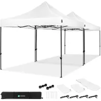 Vonroc Partytent - 6x3m - Premium easy-up Partytent | set incl. 2x Tent en 1x koppelsysteem – Wit