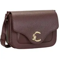 Coccinelle Leren schoudertas C-Me Crossbody Bag Grained Leather Berry donkerpaars