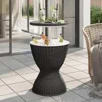 Markenlos Buitenmeubilair in bistro-stijl, inklusief statafels en tuintafels gemaakt van massief acaciahout, afmetingen 150 x 90 x 75 cm, geschikt voor tuinen, terrassen en kerstbijeenkomsten