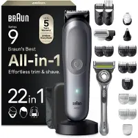 Braun Multigroom All-in-One Serie 9, 22-in-1 trimmer, model AIO9545, grijs – inclusief trimmer en 22 accessoires