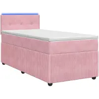 vidaXL Boxspringbed met matras met hoofdeinde Roze 90 x 190 cm Fluweel