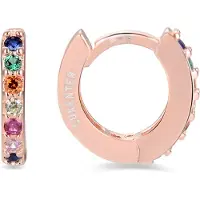Luxenter oorbellen, 925 sterling zilver, leofcar en veelkleurige zirkonia met 18 karaat roségoud vergulde afwerking
