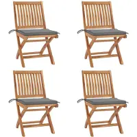 vidaXL Klapstoelen met kussens, 4-delig, massief teak hout