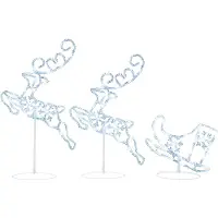 vidaXL Kerstdecoratie rendieren en slee 260x21x87 cm acryl koudwit
