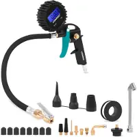 Vonroc PRO Bandenpomp – 3-in-1: pompen, druk meten en ontluchten – digitale manometer | incl. accessoires