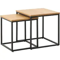 Nest of Nora Salontafel set van 2 Alma - Nestbaar - Eiken melamine met metalen poten - 50x50cm - Naturel