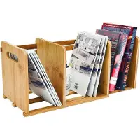 Markenlos Verstelbaar boekenrek - Bamboo bureauorganizer voor efficiënte opbergmogelijkheden