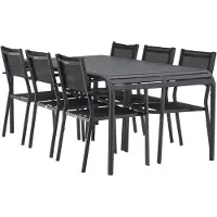 Ebuy24 Borneo tuinmeubelset tafel 100x200cm zwart 6 stoelen zwart.
