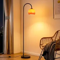 ZMH Boog vloerlamp E27 zonder lamp voet schakelaar 40W 140‑160cm ijzer glas lampenkap draaibare arm voor woonkamer slaapkamer studeerkamer kantoor