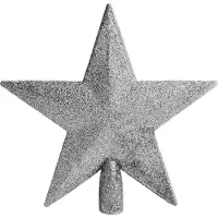 Spetebo Kerstboomtop met glitter - ongeveer 21x20 cm - Kleur: zilver
