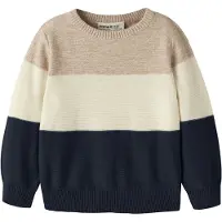 Name it MINI katoenen rechtvallende gebreide trui Grijs Meerkleurig - maat 98