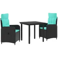 vidaXL Tuinset, 3-delig, PE-rotan en gepoedercoat staal