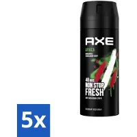 Axe 5 x – Deodorant – Africa – 150 ml - Africa Deodorant Bodyspray - Fris Blijven - Geurbescherming - Zink-technologie - 48 Uur Bescherming