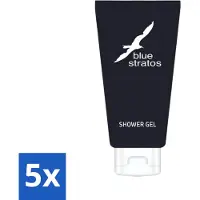 Blue Stratos 5 x - Douchegel - Verfrissende Geur - 200 ml - Douchegel - Douchegel Man - Douchegel Fris - Douchegel Klassiek - Douchegel Voor Mannen