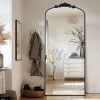 Sonstiges Spiegel met voet, 180x76 cm, volledig spiegels, met vintage decoratie, zwart