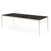 Bommel Wonen Eettafel (200x100cm) Vito - Marmer Donkerbruin & Metaal Pepper White
